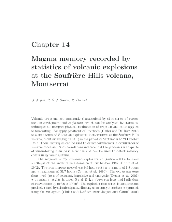 (PDF) Magma memory recorded by statistics of volcanic explosions at the ...