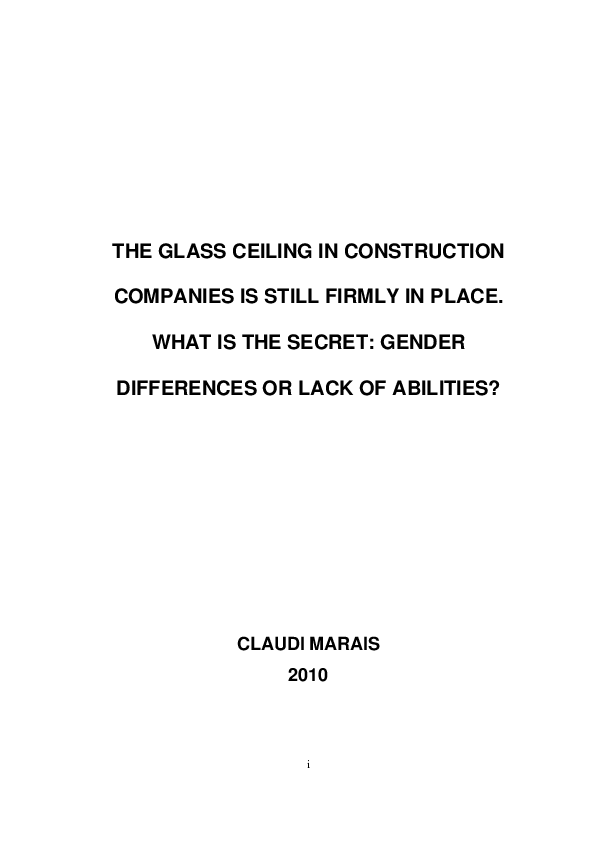 Pdf The Glass Ceiling In Construction Companies Is Still Firmly
