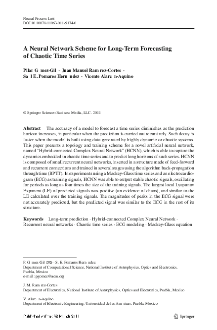 (PDF) A neural network scheme for long-term forecasting of chaotic time ...