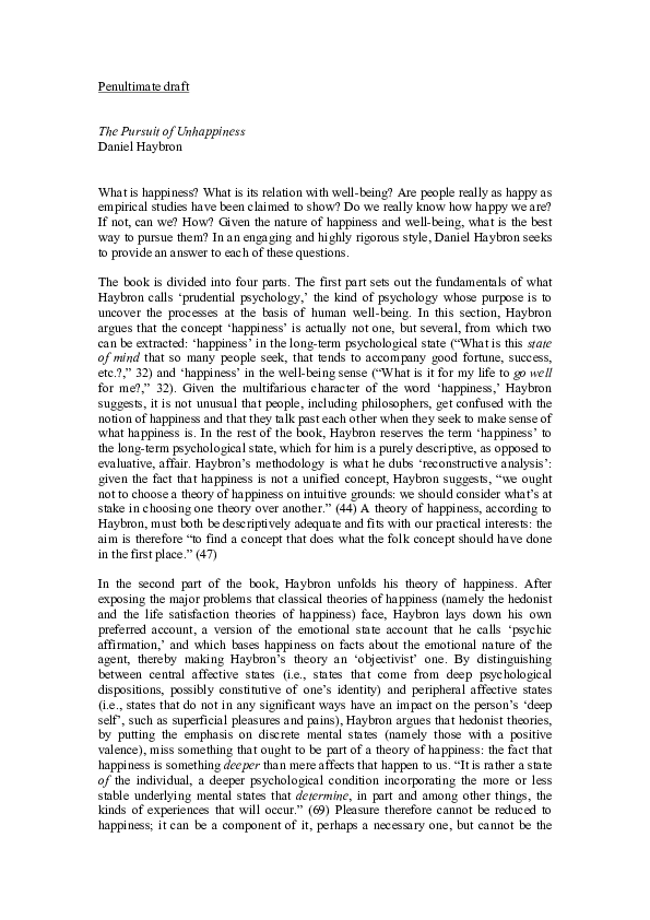 Pursuit of unhappiness essay picture