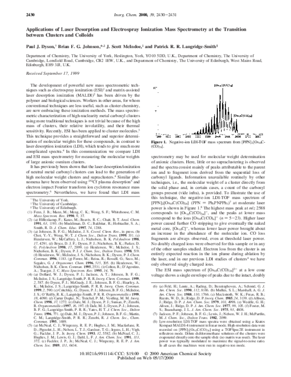 (PDF) Applications of laser desorption and electrospray ionization mass ...