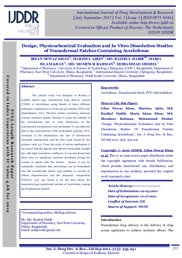 (PDF) Design, physicochemical evalution and in vitro dissolution ...