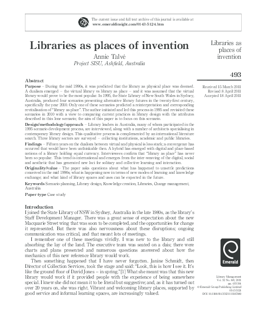 (PDF) Libraries as places of invention