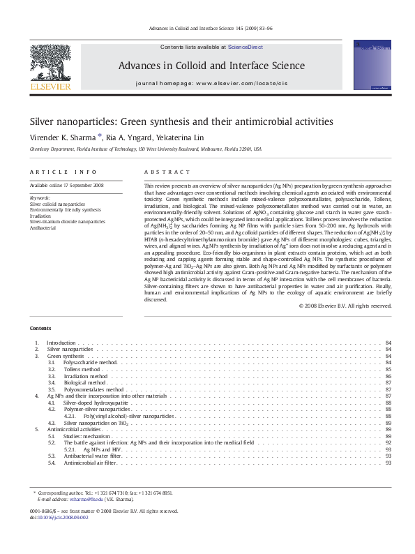 (PDF) Silver nanoparticles: green synthesis and their antimicrobial ...