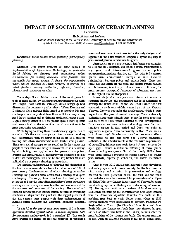 (PDF) Impact of Social Media on Urban Planning