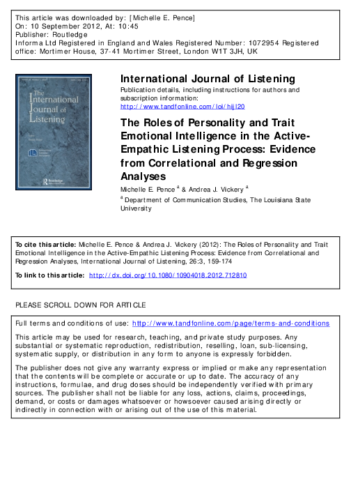 (PDF) The Roles of Personality and Trait Emotional Intelligence in the ...