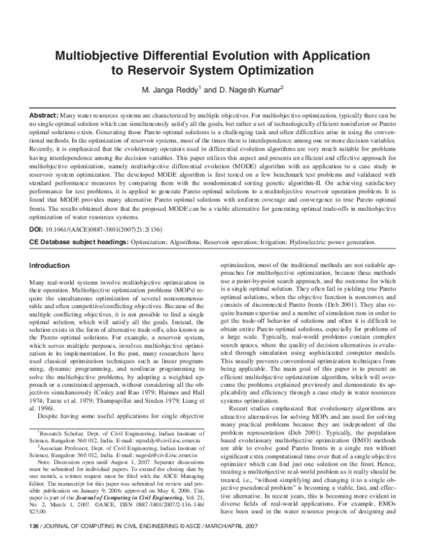 (PDF) Multiobjective differential evolution with application to ...