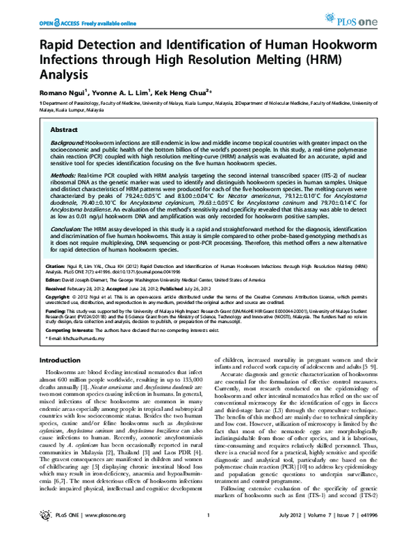 (PDF) Rapid detection and identification of human hookworm infections ...