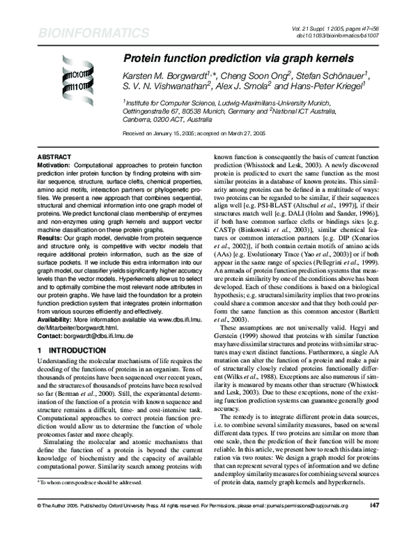 (PDF) Protein function prediction via graph kernels