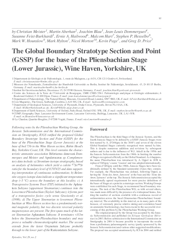 (PDF) The Global Boundary Stratotype Section and Point (GSSP) for the ...