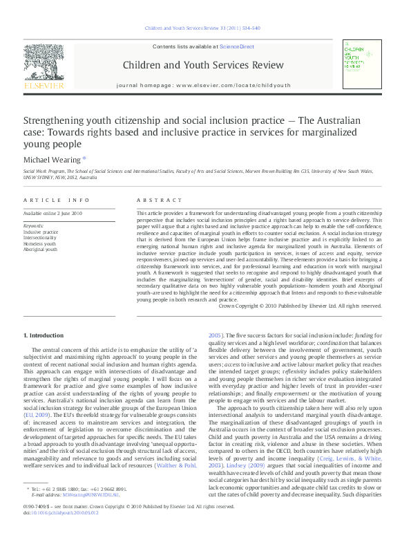 (PDF) 2010, 'Strengthening youth citizenship and social inclusion ...