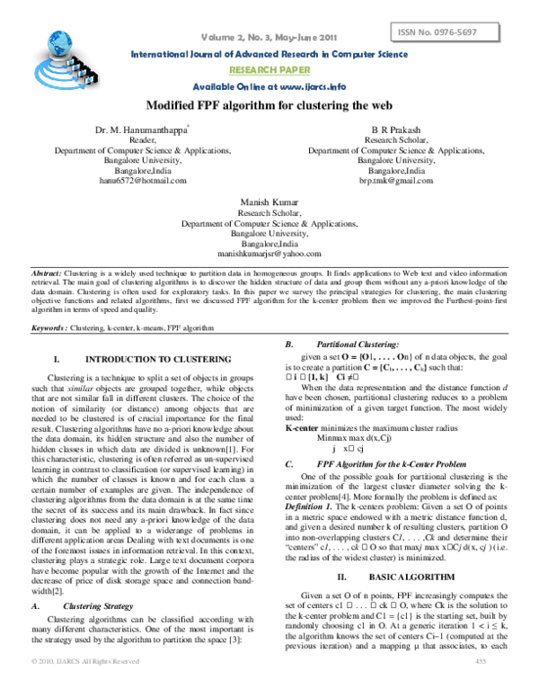 (PDF) “Modified FPF algorithm for clustering the web