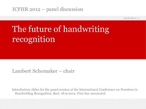 (PDF) The future of handwriting recognition - panel discussion ICFHR ...