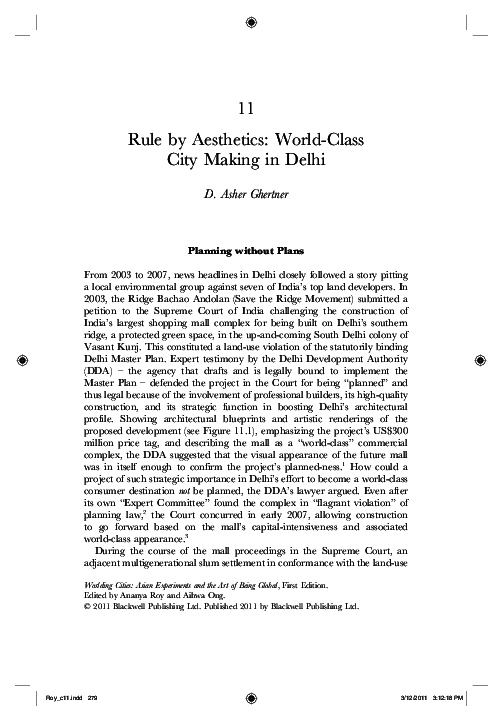 (PDF) Rule by aesthetics worldclass city making in Delhi Asher