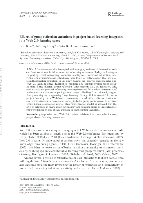 Student project reflection examples picture