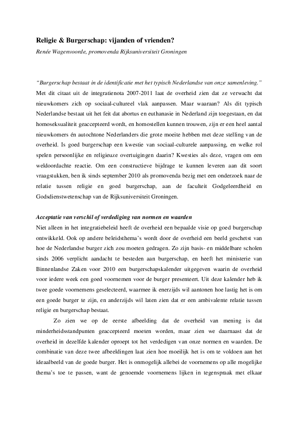 (PDF) Religie en Burgerschap vijanden of vrienden
