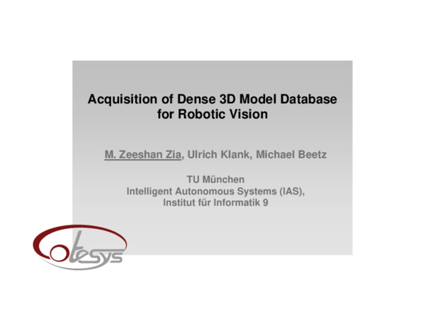 (PDF) Acquisition of Dense 3D Model Database for Robotic Vision