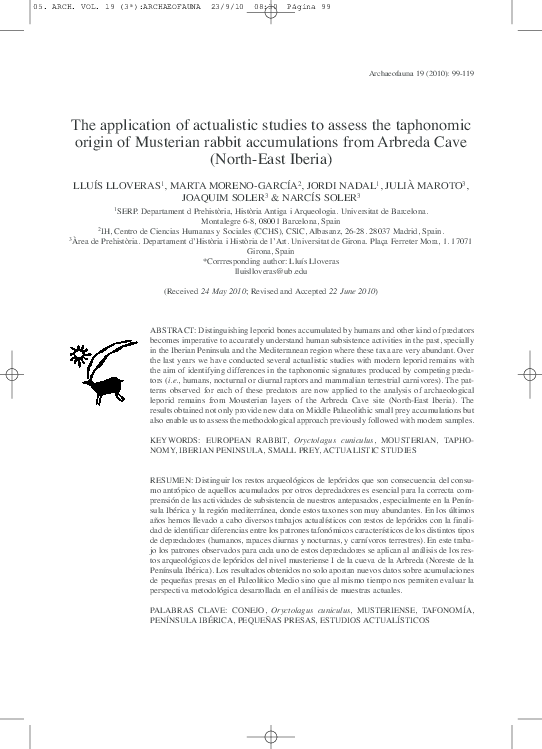 The application of actualistic studies to assess the taphonomic origin ...