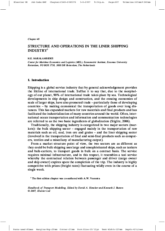 (PDF) Structure and Operations in the Liner Shipping Industry Hercules Haralambides Academia.edu