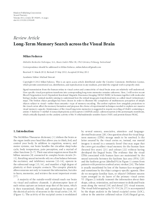 (PDF) Long-term memory search across the visual brain.