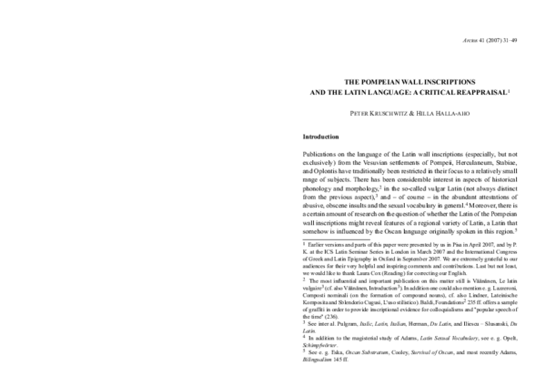 (PDF) The Pompeian Wall Inscriptions and the Latin Language: A Critical ...
