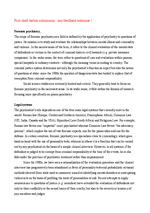 Forensic psychology reflection picture