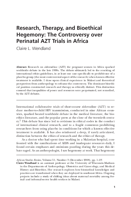 (PDF) Research, Therapy, and Bioethical Hegemony: The Controversy over ...