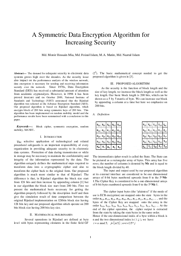 (PDF) A Symmetric Data Encryption Algorithm for Increasing Security
