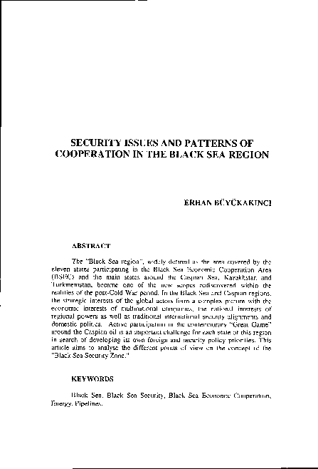 (PDF) Security Issues and Patterns of cooperation in the Black Sea Region