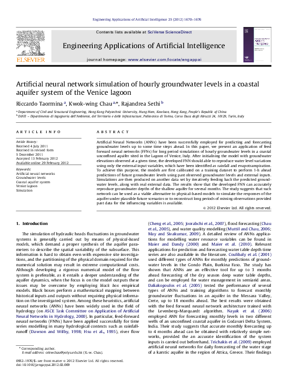 (PDF) Artificial neural network simulation of hourly groundwater levels ...
