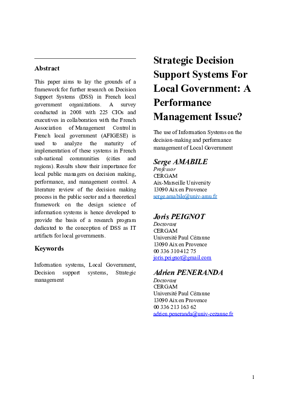 (DOC) Strategic Decision Support Systems For Local Government: A ...