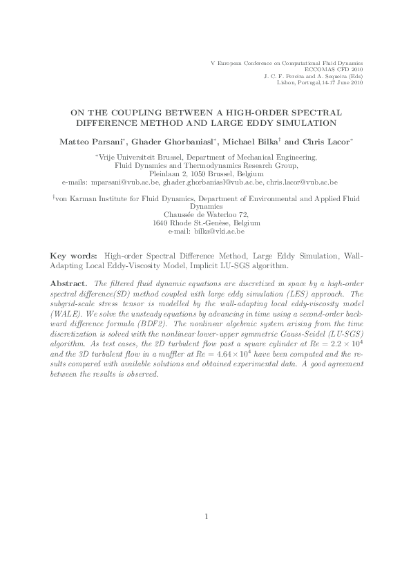 (PDF) On the coupling between a high-order spectral difference method ...