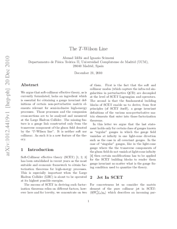 (PDF) The T-Wilson Line