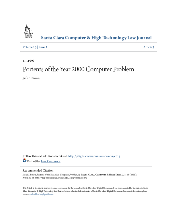 (PDF) Portents of the year 2000 computer problem