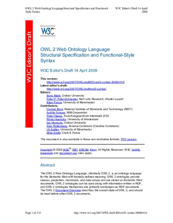 (PDF) Owl 2 web ontology language: Structural specification and ...