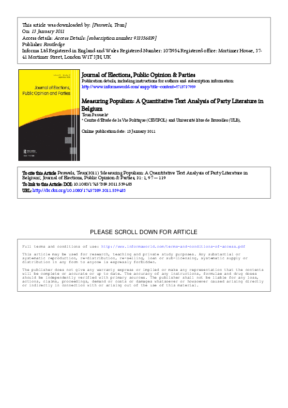 (PDF) Measuring populism: A quantitative text analysis of Party ...