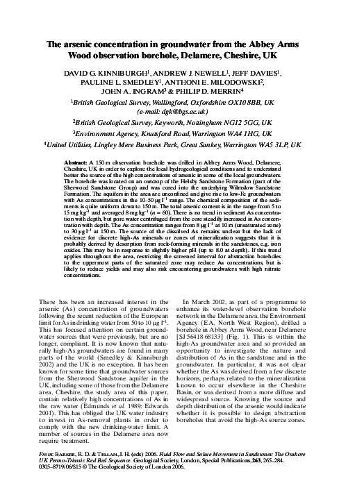 (PDF) The arsenic concentration in groundwater from the Abbey Arms Wood ...