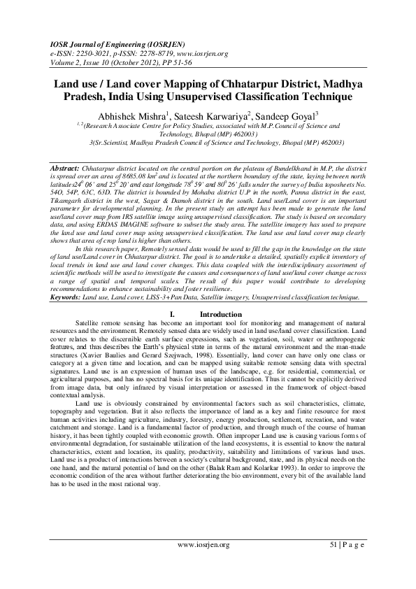 (PDF) Land use/Land cover Mapping ofChhatarpur District, Madhya Pradesh