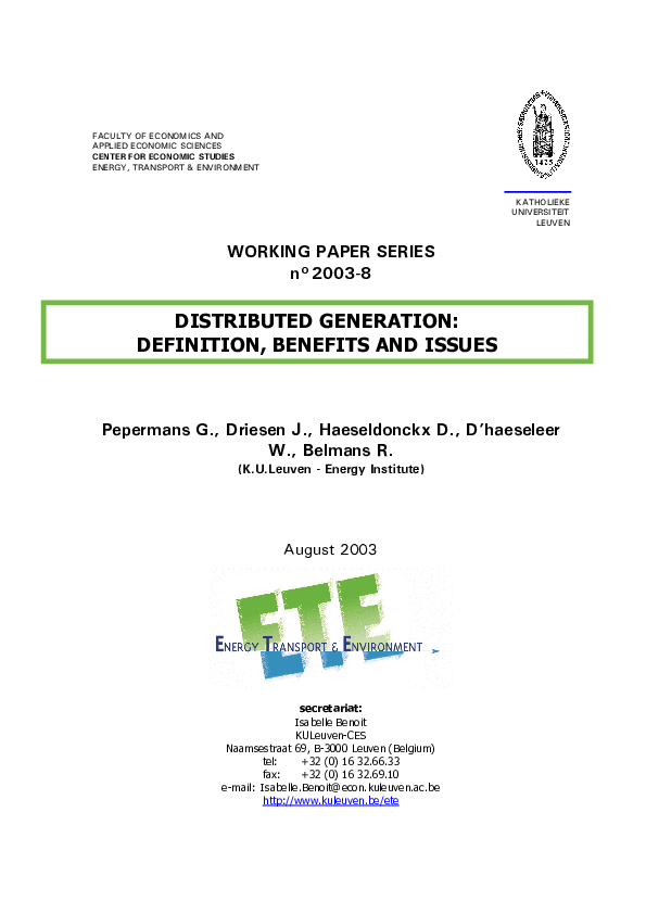 (PDF) Distributed generation definition, benefits and issues Wayne
