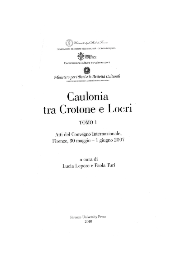 (PDF) La di bronzo dell’antica Caulonia in L. Lepore, P
