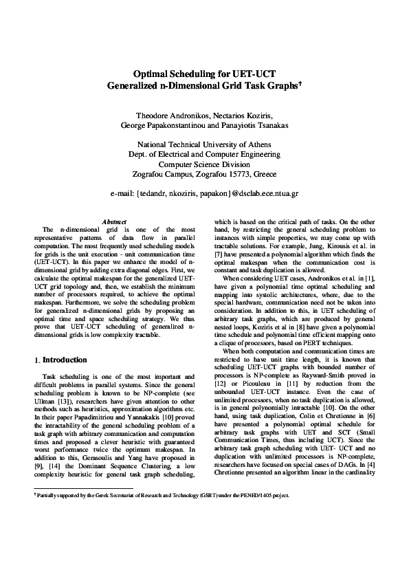 (PDF) Optimal Scheduling for UET/UET-UCT Generalized n -Dimensional ...