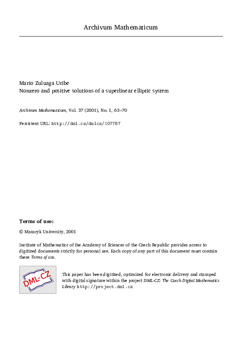 (PDF) Nonzero and positive solutions of a superlinear elliptic system