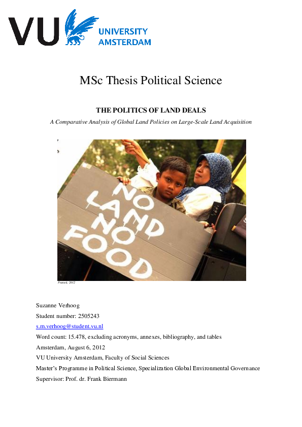 Land acquisition thesis picture