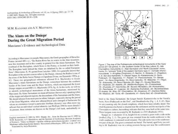 (PDF) M. Kazanski, A. Mastykova, The Alans of the Dniepr during the ...