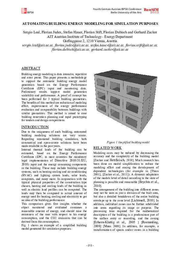 (PDF) Automating Building Energy Modeling For Simulation Purposes