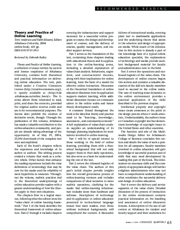 (PDF) The theory and practice of online learning Terry Anderson