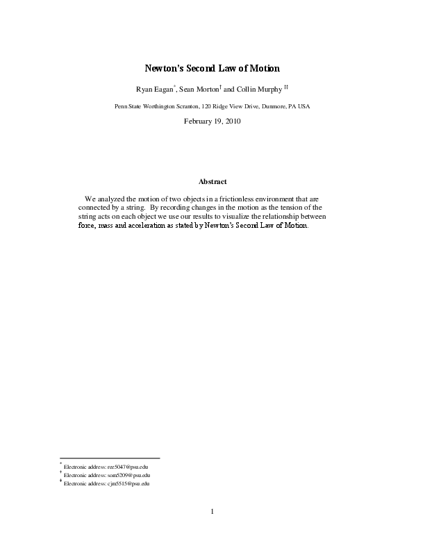 Pdf Newton S Second Law Of Motion Pdf Newton S Second Law Of Motion