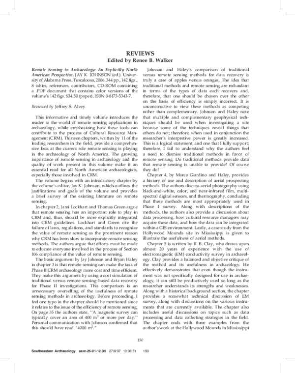 (PDF) Book Review: Remote Sensing in Archaeology: An Explicitly North ...