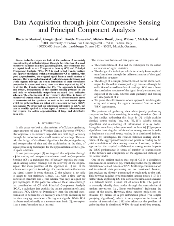 (PDF) Data acquisition through joint compressive sensing and principal ...