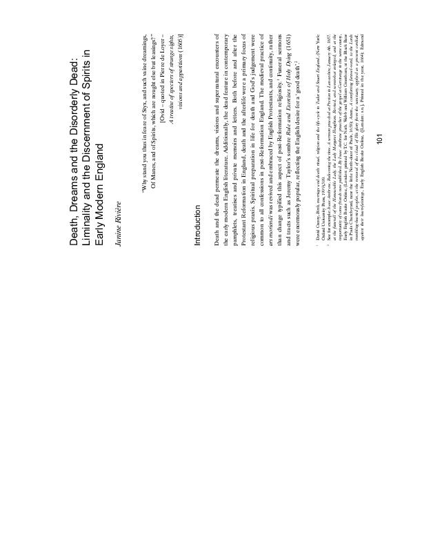 Liminal Spaces: Death, dreams and the disorderly dead